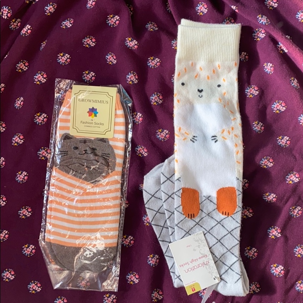 NWT cute cat & hamster socks bundle